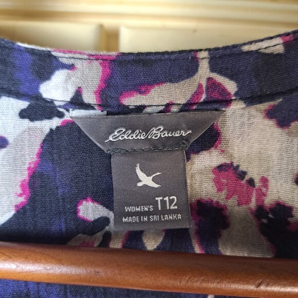 EDDIE BAUER 2 Women's Cotton Sleeveless Print Pink Blue Shirtdresses Sz T12 - Picture 12 of 16